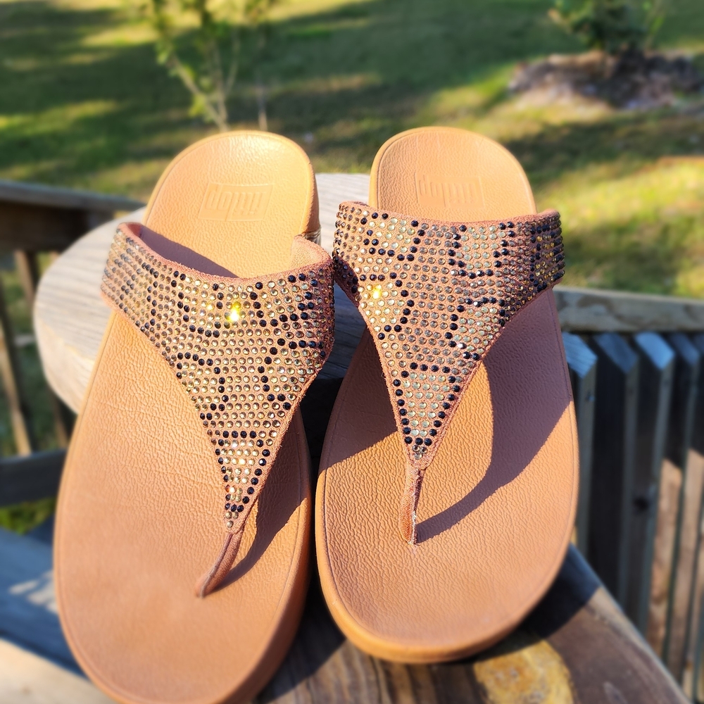 Fitflop Brown Rhinestone Sandals, Size10 - Picture 3 of 8